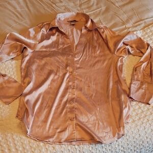 H&M Casual Satin Button Down Shirt - Light Pink